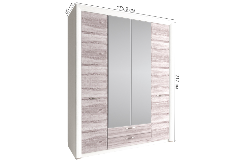 Шкаф Olivia 4D2S с зеркалом дуб анкона