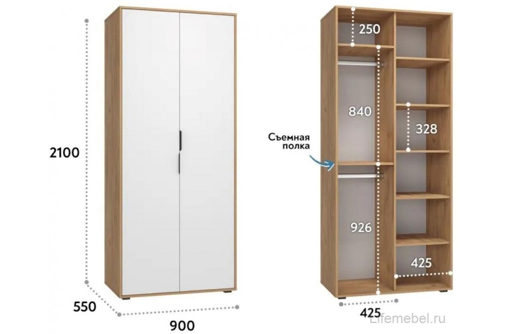 Шкаф Оптима ОП-01 дуб крафт золотой / меренга