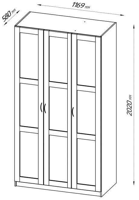 Шкаф Пегас 3 сборные двери белый