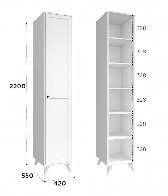 Шкаф-пенал Вильям ВМ-10 белый бриллиант / бланж