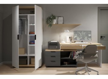 Распашной шкаф платяной Скайлайт СЛ-6К блэквуд ячменный / белый / меренга