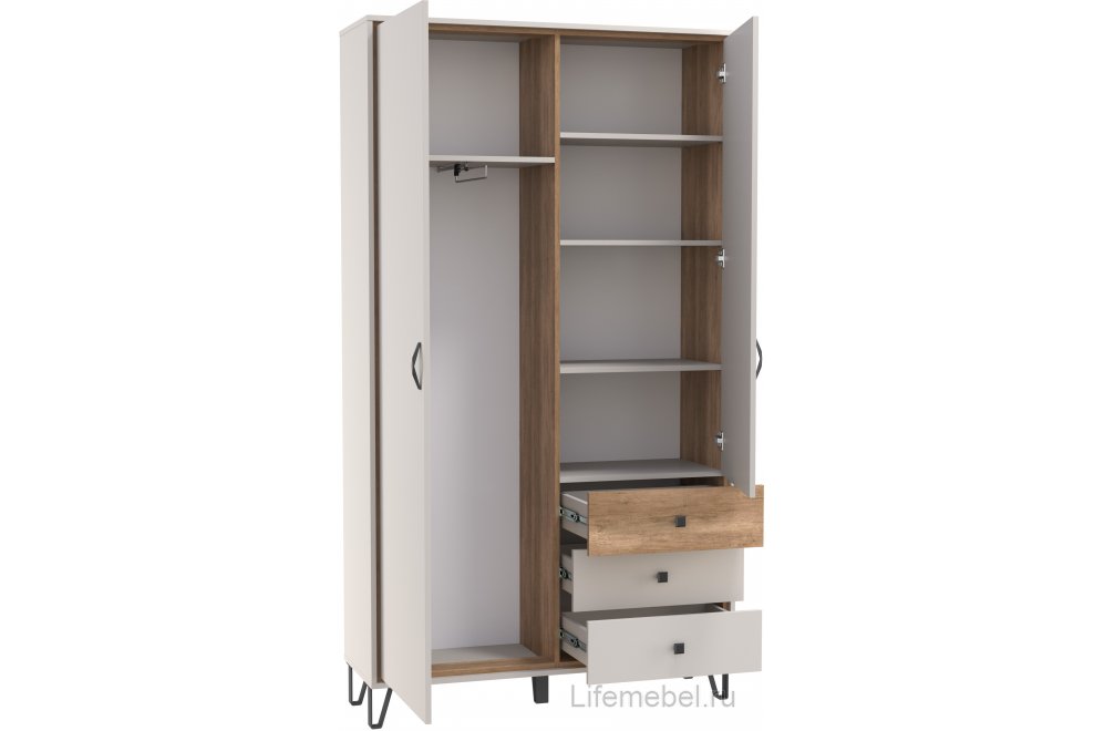 Шкаф Рио 62.02 кашемир / дуб каньон / белый