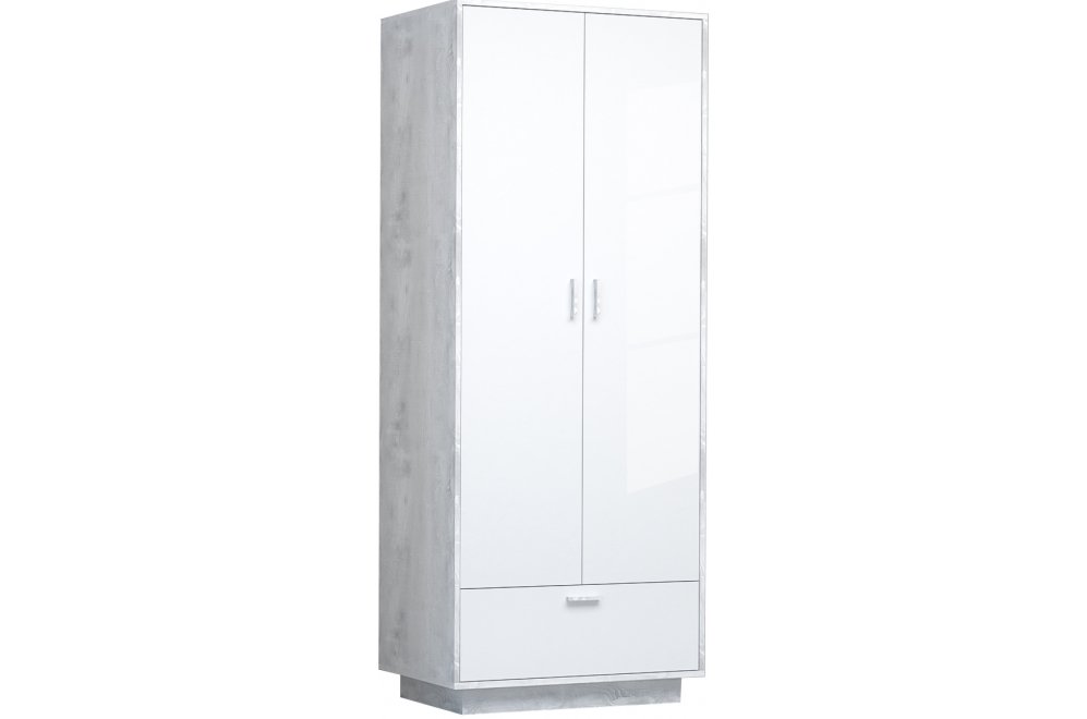 Шкаф Эго Шк-1 на подиуме бетон светлый / белый глянец