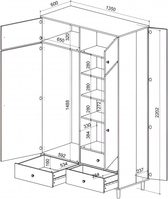Шкаф София 3088.М1 правый белый