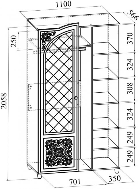 Шкаф Соня Премиум СО-11К белое дерево