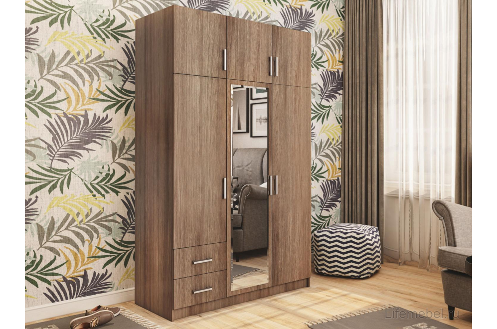 Шкаф Т0019907 трехстворчатый с ящиками ясень шимо
