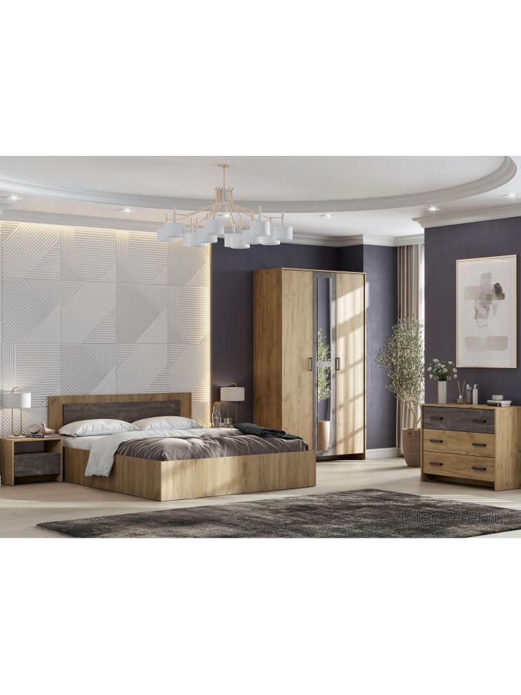 Шкаф Taika дуб золотой / камень темный