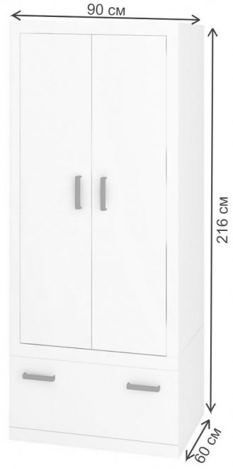Шкаф Той 90/ 60 Я ШБЕ шамони / белый