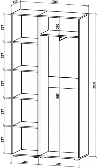 Шкаф Тунис-5 дуб золотистый