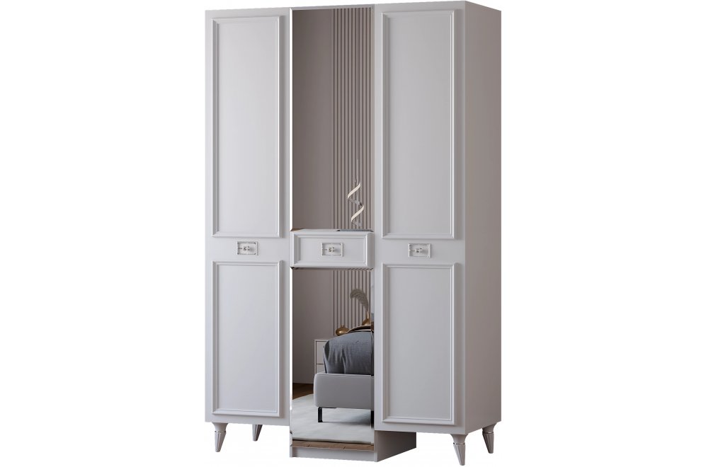 Шкаф Валенсия СВК-02 3х дверный белый /серебро