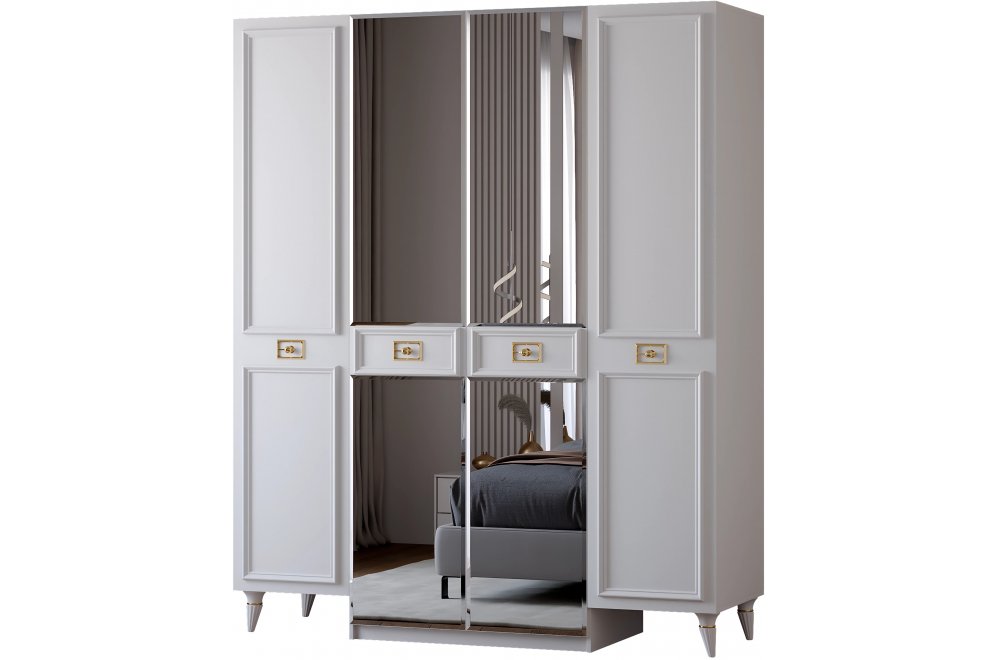 Шкаф Валенсия СВК-03 4х дверный белый / золото