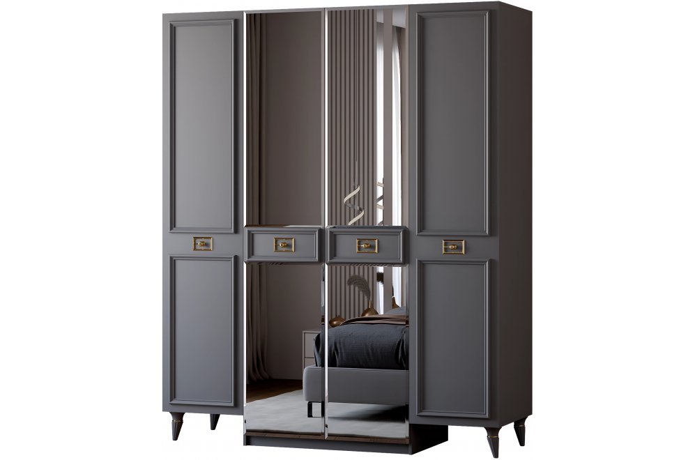 Шкаф Валенсия СВК-03 4х дверный серый / золото