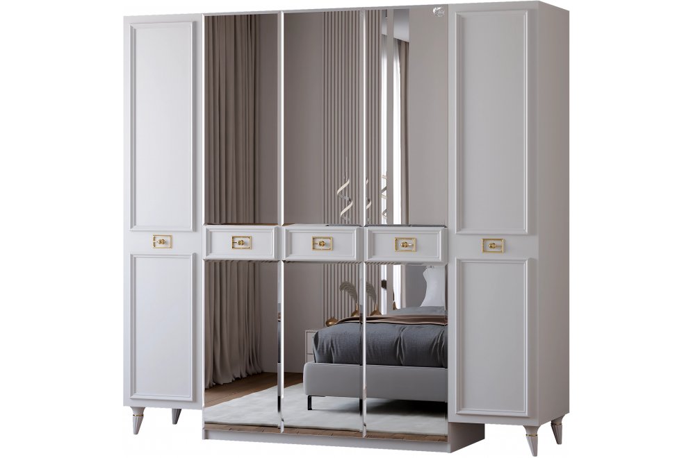 Шкаф Валенсия СВК-04 5-дверный белый / золото