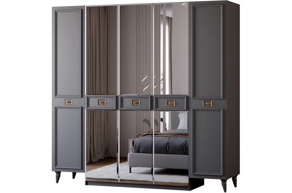 Шкаф Валенсия СВК-04 5-дверный серый / золото