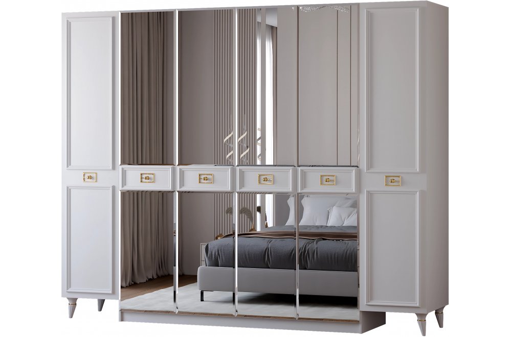 Шкаф Валенсия СВК-09 6-дверный белый / золото