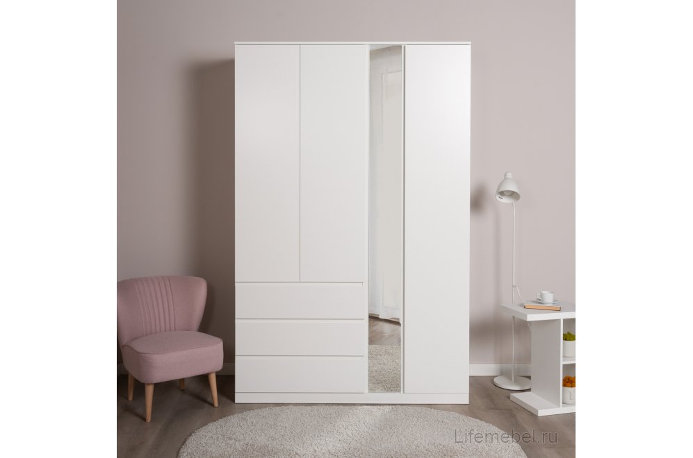 Шкаф Варма Стор 144 с зеркалом белый