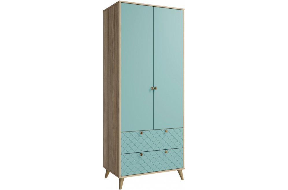 Шкаф Велламо ВО-07 блэквуд ячменный / бирюза