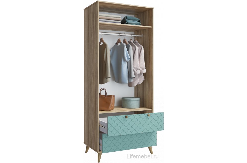 Шкаф Велламо ВО-07 блэквуд ячменный / бирюза