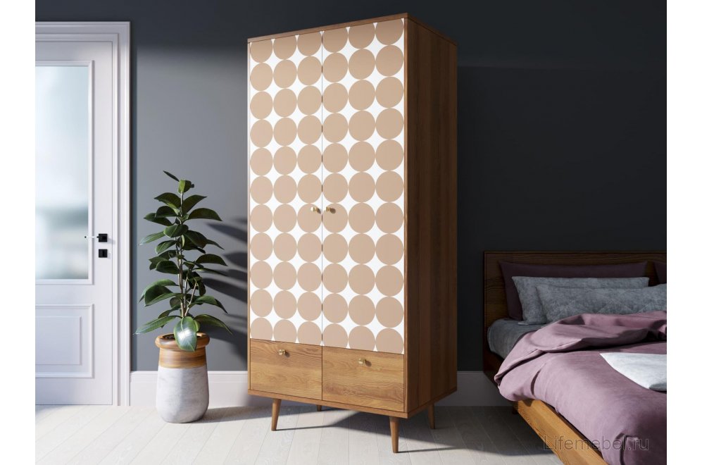 Шкаф Воаб двухстворчатый орех / принт 17