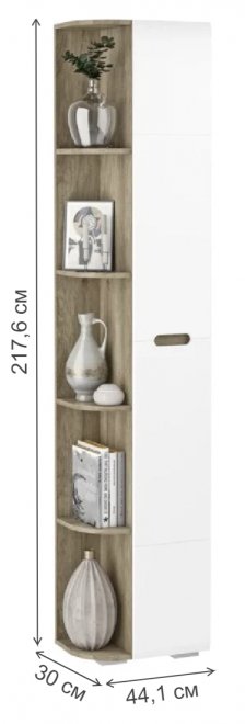 Стеллаж Наоми ПН-15 дуб каньон / белый глянец