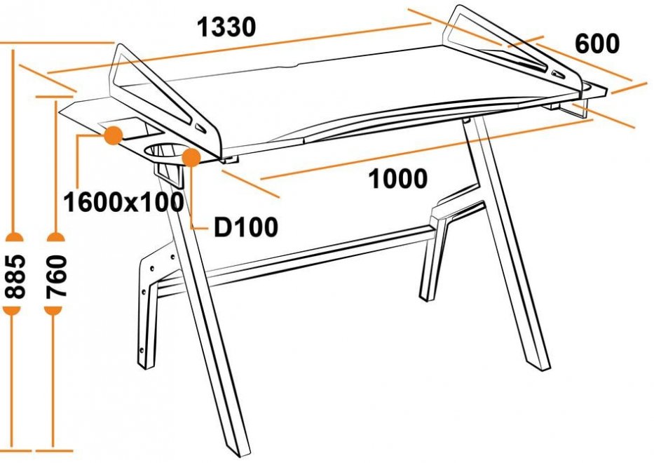 Компьютерный стол Cyber-3 черно-красный
