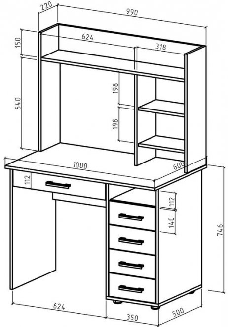 Компьютерный стол Дастин 11Я правый белый