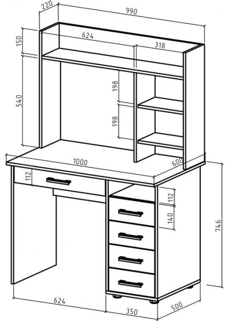 Компьютерный стол Дастин 11Я правый дуб сонома