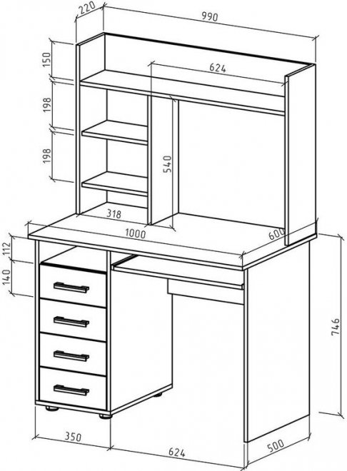 Компьютерный стол Дастин 12 левый дуб сонома