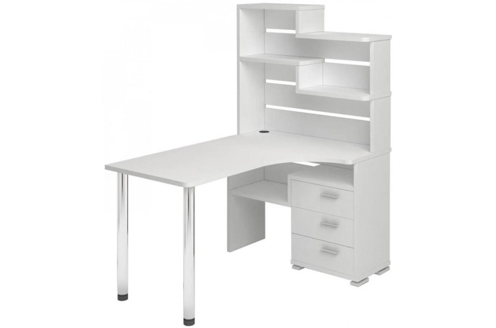 Компьютерный стол Даланта СР-132-150 БЕ-правый с надстройкой белый