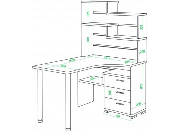 Компьютерный стол Домино СР-132-150 БЕШ-Ч-правый