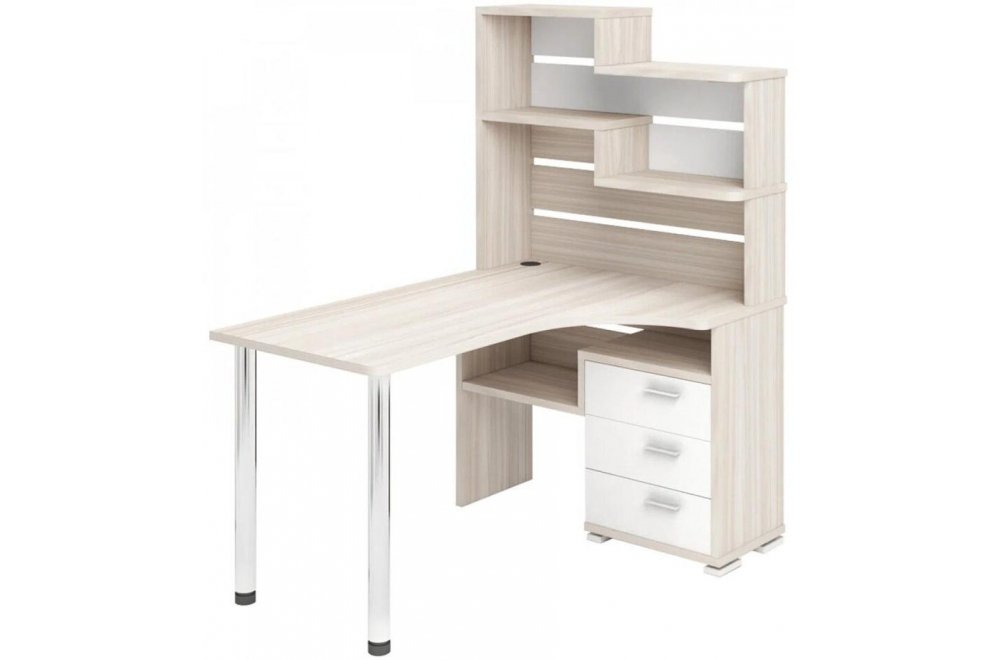Компьютерный стол Даланта СР-132-150 КБЕ-правый с надстройкой карамель / белый
