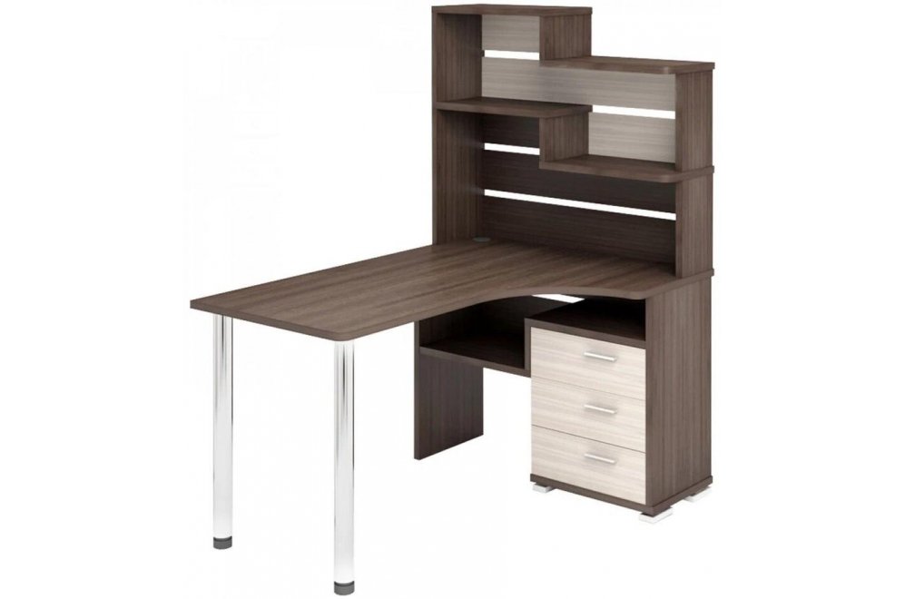 Компьютерный стол Даланта СР-132-150 ШК-Ч-правый с надстройкой шамони / карамель