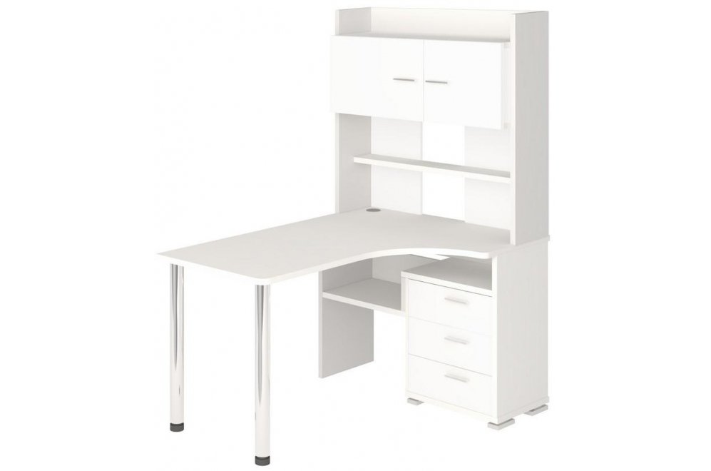 Компьютерный стол Даланта СР-133-150 БЕ-правый с надстройкой белый