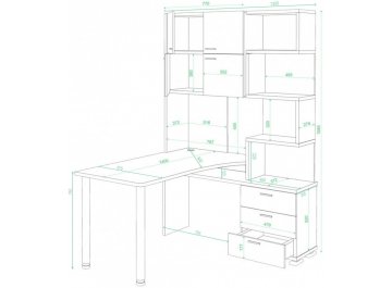Компьютерный стол Даланта СР-500М/140 КШШ-Ч-правый