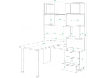 Компьютерный стол Домино СР-500М/160 КШШ-Ч-правый