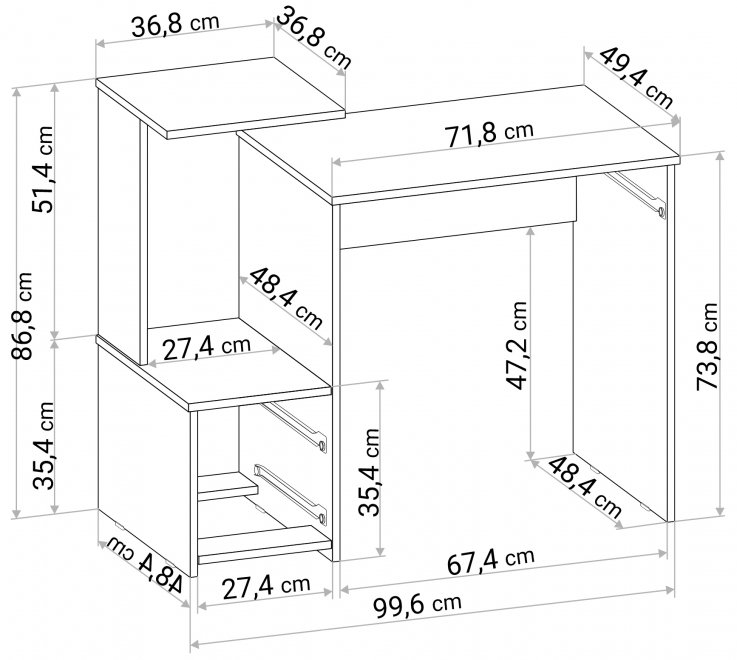 Компьютерный стол Джаз-24 левый дуб сонома
