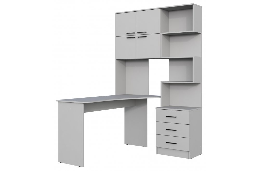 Компьютерный стол Эльброни левый шиншилла серая