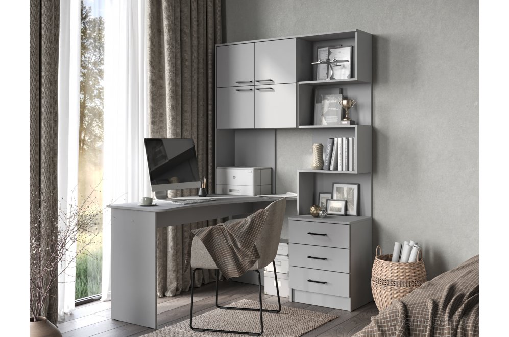 Компьютерный стол Эльброни левый шиншилла серая