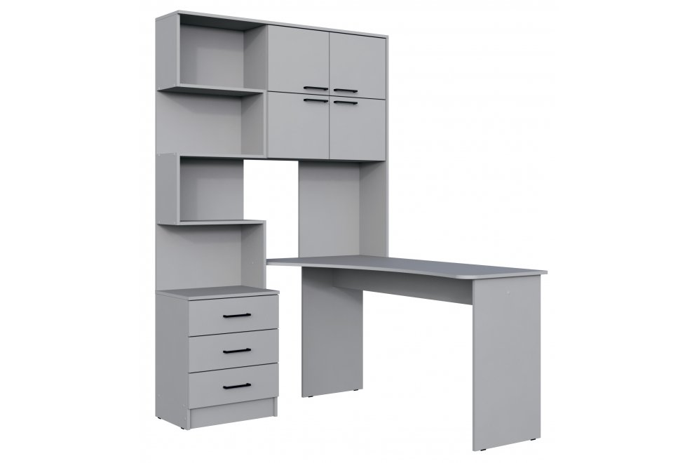 Компьютерный стол Эльброни правый шиншилла серая