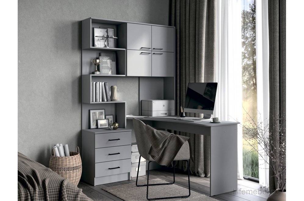 Компьютерный стол Эльброни правый шиншилла серая