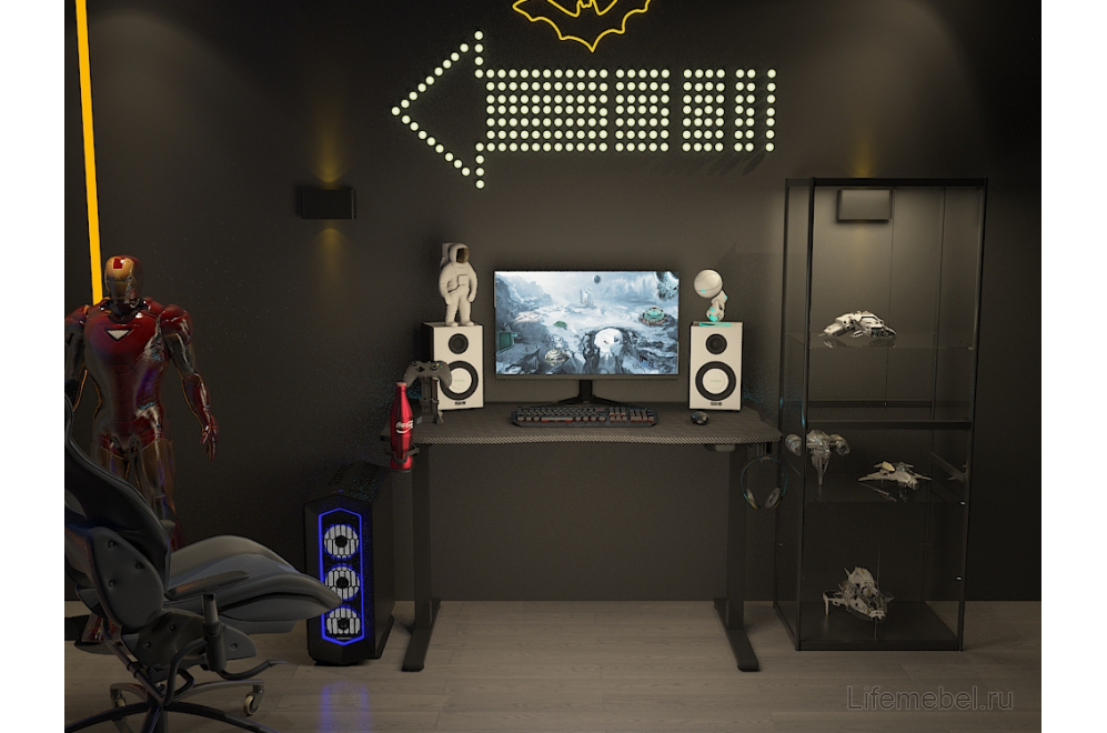 Компьютерный стол FoxGear FG-IE-47B с электроприводом и RGB-подсветкой