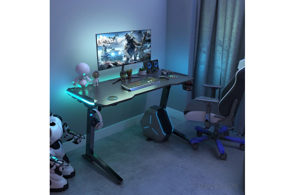 Компьютерный стол FoxGear FG-ZE-49B с электроприводом и RGB-подсветкой