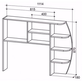 Компьютерный стол Галерея 1200 (с радиусной надстройкой) ясень шимо темный / крем / рисунок Снежный барс