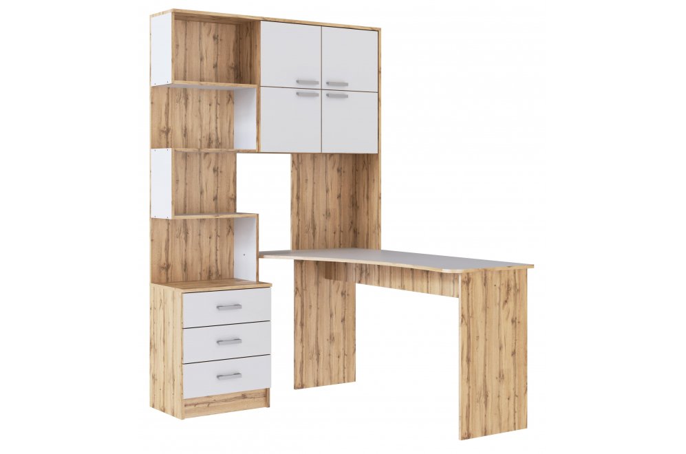 Компьютерный стол Ганор правый дуб вотан / белый