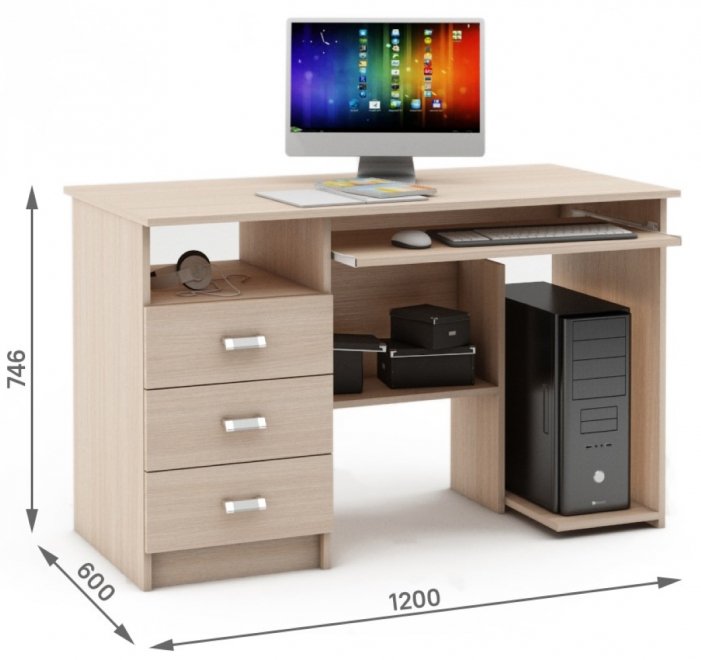 Компьютерный стол Имидж-15 дуб молочный