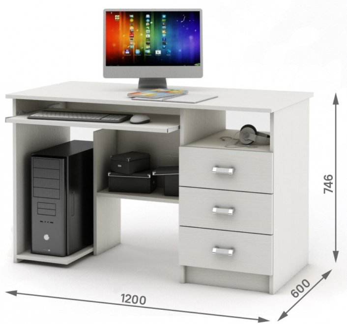 Компьютерный стол Имидж-16 белый