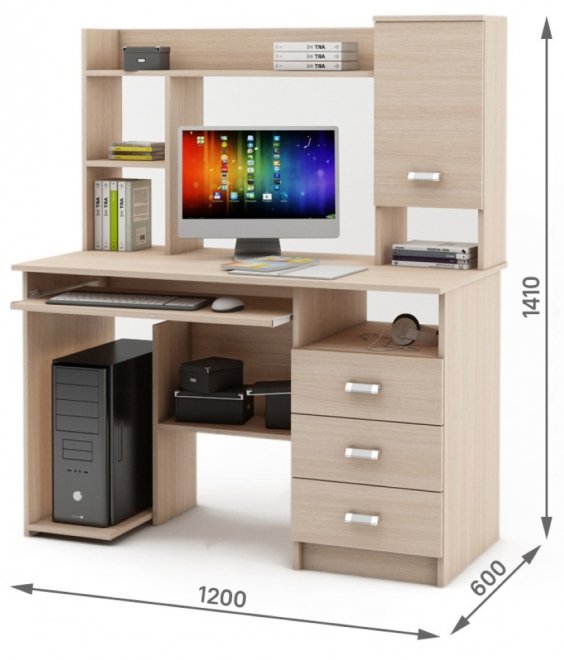 Компьютерный стол Имидж-18 дуб молочный