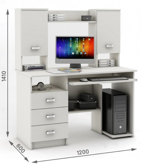 Компьютерный стол Имидж-19 белый