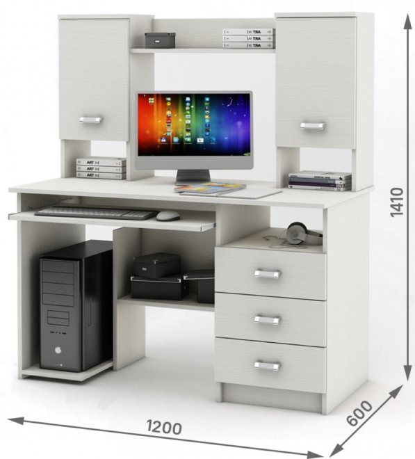 Компьютерный стол Имидж-20 белый