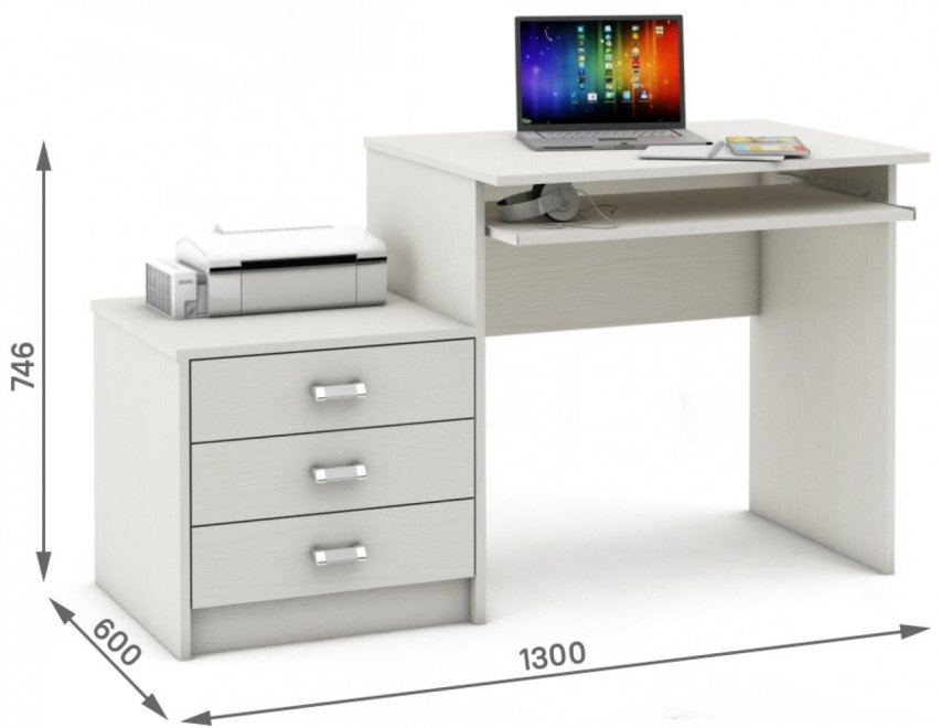 Компьютерный стол Имидж-21 белый